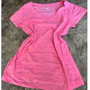 2000s Freckles Pink Burnout V Neck T Shirt Top Women's Size M Lightweight Casual